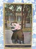 Romance Postcard Real Photo Edwardian Antique 1910 Pressing Engagement