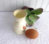 Double English Egg Cup Vintage Floral Pale Yellow Red Flowers Edwardian Ceramic