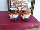 Pair Toothpick Holders Miniature Toby Character Jugs 1910s Japan Dining Gadget