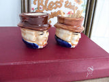 Pair Toothpick Holders Miniature Toby Character Jugs 1910s Japan Dining Gadget