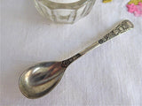 Oval Salt Spoon Mustard Pretty Embossed Silver Plate 1920s Fancy Handle No Mono