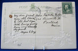 Hearty Xmas Wishes Christmas Postcard Embossed Holly 1911 Snow Scene