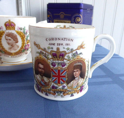 Shelley England 1911 Coronation Mug King George V Queen Mary Lion Back