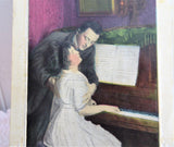 Romance Postcard 1911 The Love Note Hand Colored Couple At Piano Embossed Ohio