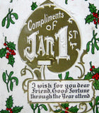 Embossed Postcard Compliments Jan 1st Embossed 1912 Holly Gold Medal Art