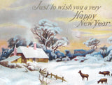 Happy New Year 1913 Postcard Snow Scene With Deer New York Chatty Holiday News