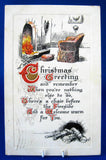 Christmas Greeting Postcard 1914 Fireside Poem Embossed BB London Vintage Paper Ephemera