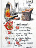 Christmas Greeting Postcard 1914 Fireside Poem Embossed BB London Vintage Paper Ephemera