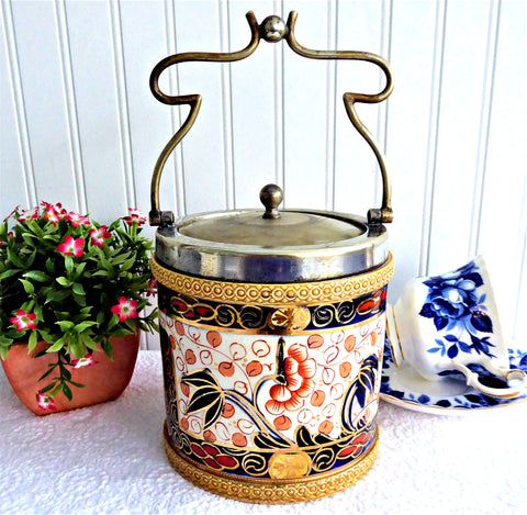 Antique Imari Biscuit Jar Barrel Gaudy Wood England Fancy 1890s Cookie –  Antiques And Teacups