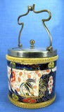 Antique Imari Biscuit Jar Barrel Gaudy Wood England Fancy 1890s Cookie Jar