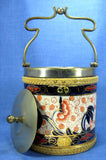 Antique Imari Biscuit Jar Barrel Gaudy Wood England Fancy 1890s Cookie Jar