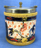 Antique Imari Biscuit Jar Barrel Gaudy Wood England Fancy 1890s Cookie Jar