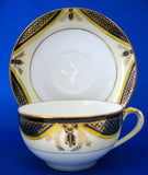 Cup And Saucer Noritake Antique 1918 Cobalt Gold Yellow Eggshell Porcelain