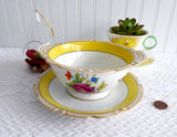 Noritake Mayonnaise Bowl And Plate Yellow Floral Sauce 1918 Floral Bouquet