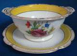 Noritake Mayonnaise Bowl And Plate Yellow Floral Sauce 1918 Floral Bouquet