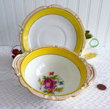 Noritake Mayonnaise Bowl And Plate Yellow Floral Sauce 1918 Floral Bouquet