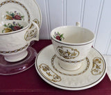 Set 3 Birds Spode Copeland Demi Cups And Saucers Birds Creamware 1918 Edwardian Flower Basket