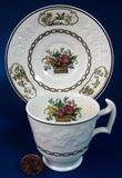 Set 3 Birds Spode Copeland Demi Cups And Saucers Birds Creamware 1918 Edwardian Flower Basket