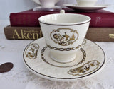 Set 3 Birds Spode Copeland Demi Cups And Saucers Birds Creamware 1918 Edwardian Flower Basket