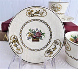 Set 3 Birds Spode Copeland Demi Cups And Saucers Birds Creamware 1918 Edwardian Flower Basket