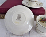 Set 3 Birds Spode Copeland Demi Cups And Saucers Birds Creamware 1918 Edwardian Flower Basket