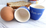 Devon Ware Egg Cup Pair 1920s Berkeley Castle Walton-On-Naze Eggcups Bue White