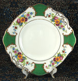 Edwardian Cake Plate Georgian Green Floral Lugged Sandwich Server 1900-1910 Allertons