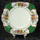 Edwardian Cake Plate Georgian Green Floral Lugged Sandwich Server 1900-1910 Allertons