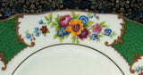 Edwardian Cake Plate Georgian Green Floral Lugged Sandwich Server 1900-1910 Allertons