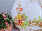 Art Deco Brown Transferware Cake Plate Landscape Serving Plate Sandwich 1920s