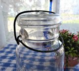 Vintage Ball Ideal Clear Glass Jar 1923-1933 Wire Bail 1 Quart No 6 Canister
