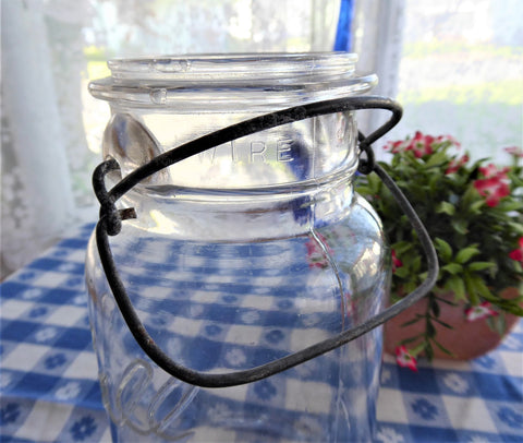 antique Ball Ideal mason canning jars lot, glass lightning lids w/ wire  bails