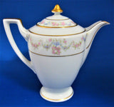 Edwardian Chocolate Pot Floral Swags Blue Ribbon Thomas Bavaria Teapot