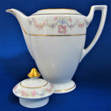 Edwardian Chocolate Pot Floral Swags Blue Ribbon Thomas Bavaria Teapot