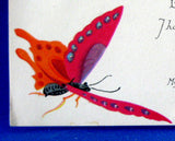 Antique Gift Tag Belated Birthday Greetings Butterfly Card 1920s Poem Ephemera