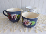 Cream And Sugar Blue Hand Painted Floral England Biltons 1920s English Pottery