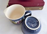 Cream And Sugar Blue Hand Painted Floral England Biltons 1920s English Pottery