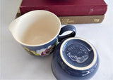 Cream And Sugar Blue Hand Painted Floral England Biltons 1920s English Pottery