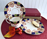 English Imari Cup Saucer Plate Staffordshire Doric Vintage 1920s Downton Style