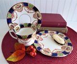 English Imari Cup Saucer Plate Staffordshire Doric Vintage 1920s Downton Style