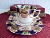 English Imari Cup Saucer Plate Staffordshire Doric Vintage 1920s Downton Style