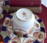 English Imari Cup Saucer Plate Staffordshire Doric Vintage 1920s Downton Style