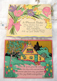 Pair 1920s Easter Greeting Cards Gift Tags A Pleasant Easter Gold Cottage Easter Verses
