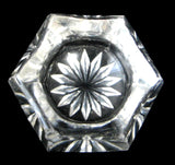 English Glass Clear Glass Open Salt Dip Paneled Star Bottom 1920s