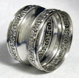 English Napkin Ring Silver Plate Floral Repousse Border 1940s Tea Party