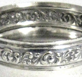 English Napkin Ring Silver Plate Floral Repousse Border 1940s Tea Party