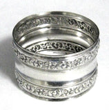 English Napkin Ring Silver Plate Floral Repousse Border 1940s Tea Party