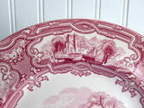 Grimwades Red Transferware Plate Genoa Pink Davenport Italian Landscape 10.5 Inch