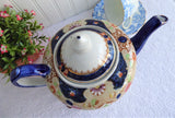 Imari Teapot 1920s Hancock UK Beatrice Large Cobalt Blue Hand Colored Transfer