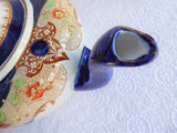 Imari Teapot 1920s Hancock UK Beatrice Large Cobalt Blue Hand Colored Transfer